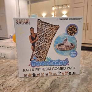 Pool Candy Raft & Pet Float Combo Pack - Leopard Print
